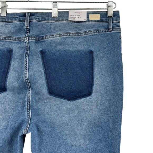 NWT Skinnygirl Plus Sydney Two-Tone Studded Cropped Straight Jean Size 24W 3X - Picture 13 of 16